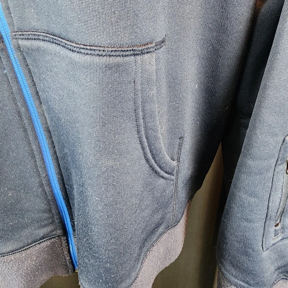 The North Face Mens Hooded Jacket Black And Blue‎ Pockets Size L